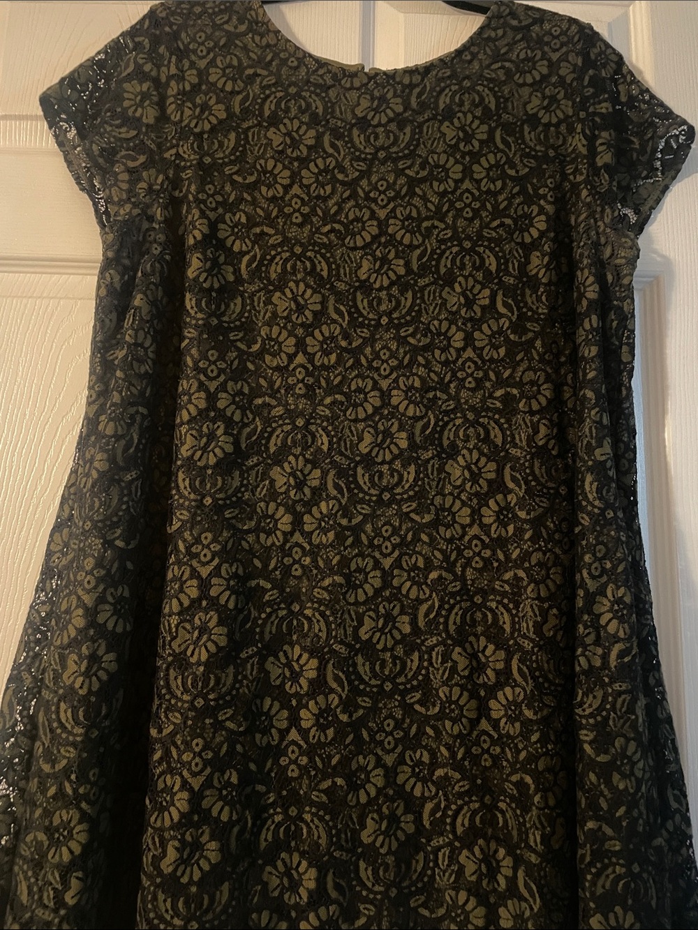 Lane Bryant Olive Green Dress Top with Black lace